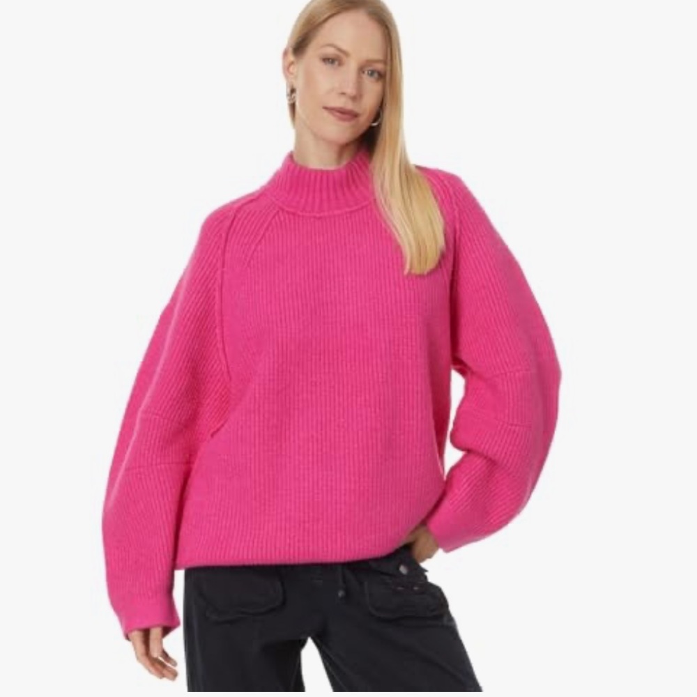 NWT Free People Sunbeam Sweater in Hot Pink Sz Small - Picture 5 of 15